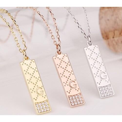 Necklace For Women Silver Real 925 2021 Trend Chain Vintage Jewelry Pendants Goth Undefined Gold Luxury Letter Rectangle Fashion