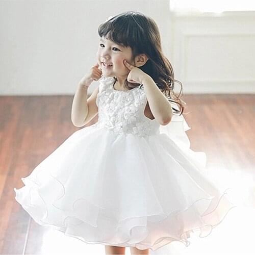 Newborn Baby Girl Dress For Baptism Layered Tulle First Birthday Party Wear Flower Toddler Girl Christening Gown Infant Vestidos