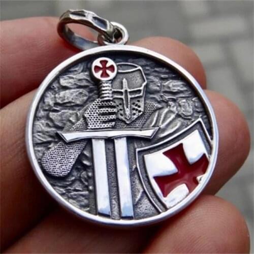 Mens Stainless Steel Pendant Templar Knight Samurai Cross Necklace Pendant Mens Party Fashion Jewelry Gift For Him