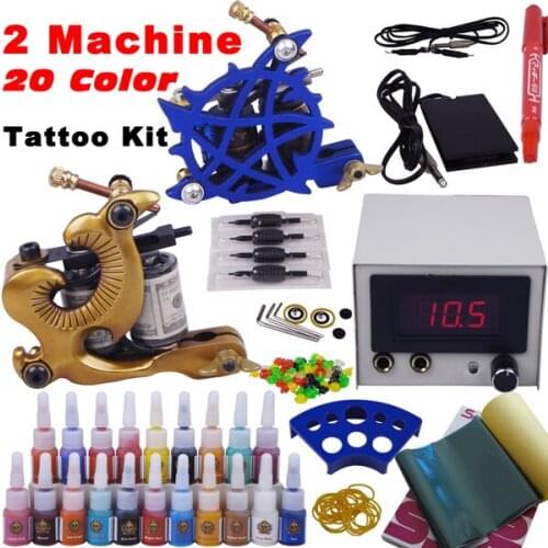Professional permanent makeup 2 tattoo machine 20 color inks YLT-22