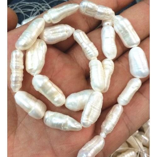 Rare abnormal shape pretty 8X16mm white pearl loose beads fashion jewelry 13inch