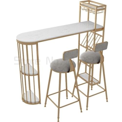 Nordic Light luxury marble bar table family living room dining table partition wine rack one modern high foot tables and chairs