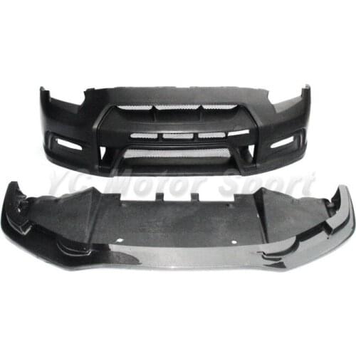 FRP Fiber Glass VS '13 Ver. Style Front Bumper with Carbon Fiber Lip & Diffuser Fit For 2008-2014 R35 GTR Front Bumper Kits