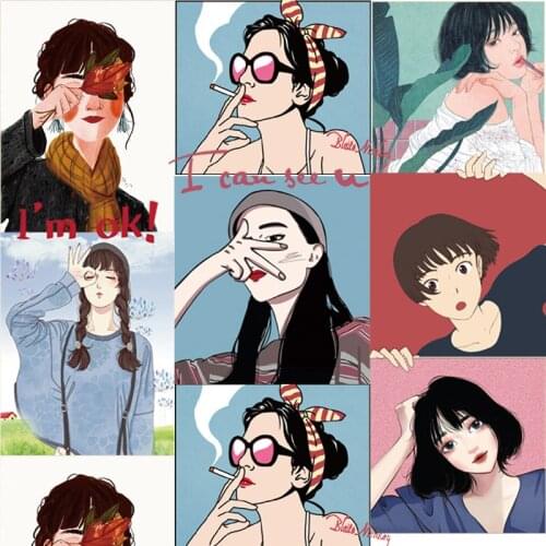 Beautiful Girl Ironing Stickers Heat Transfer Vinyl Patch Thermal Iron on Transfer for Clothes Girls T-shirt Fashion Appliques