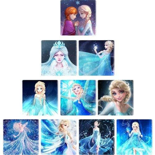 Disney Frozen Princess 12mm/25mm Square DIY Glass Dome Jewelry Finding Relief Setting