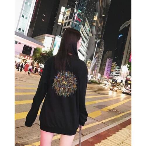 Girl Loose design Hoodies Girl long Sleeve Diamond stone top quality Design Sweatshirts Female Clothes