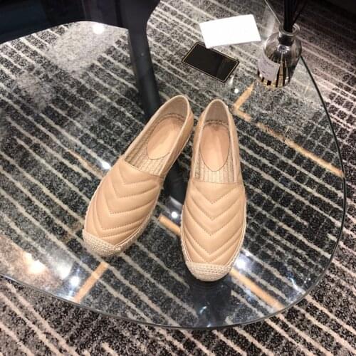 Women Espadrilles Shoes Flat Genuine Leather Shoes Woman Casual Loafers Top Quality Spring Autumn Big Size 35-41