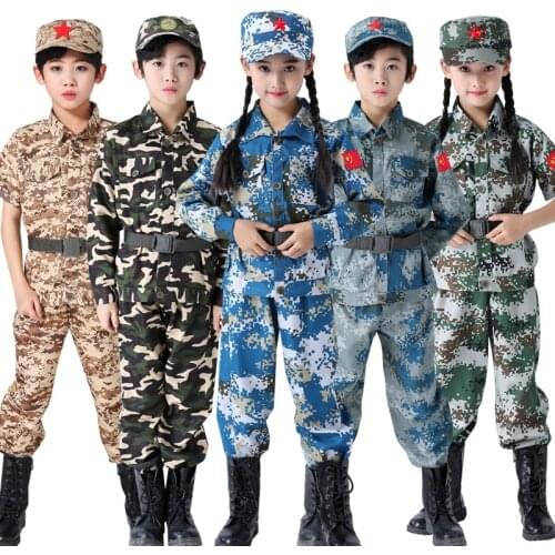 Boys Military Training Uniforms Children Combat Tactical Camouflage Summer Camp Party Costumes Kids Girlshalloween Army Suits