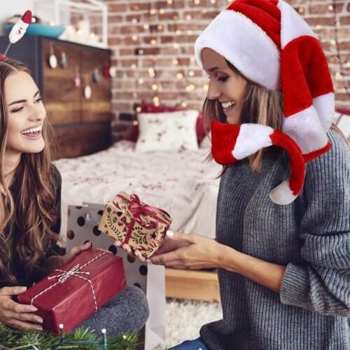 Christmas Decoration Hat Long Striped Party Elf Hat 1.3 Meters Long Red Dress Up Accessory For Aldult Holiday Gif Red and White