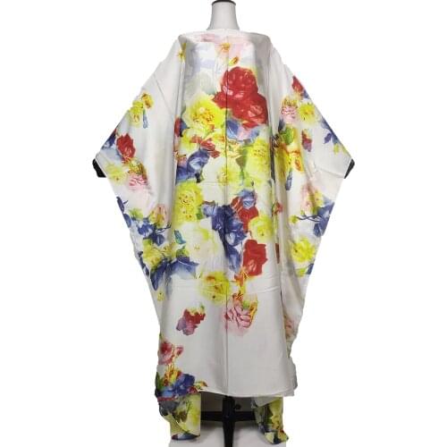 Bohemian Dubai Fashion Floral Abaya Kaftan Full Length Boubou Dresses For Women Dashiki Summer Beach Outlet Silk Kuwait Clothes