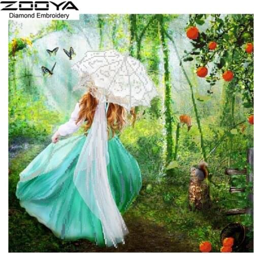 ZOOYA Diamond Embroidery 5D DIY Diamond Painting Umbrella Girl Forest Diamond Painting Cross Stitch Rhinestone Decoration CJ401