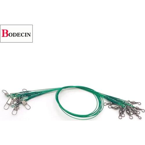 Leashes For Fishing Line/Leash Material 20PCS Shock Leader Leadcore Steel Wire Braided With Swivel Anti-Bite Nylon Fishing Line