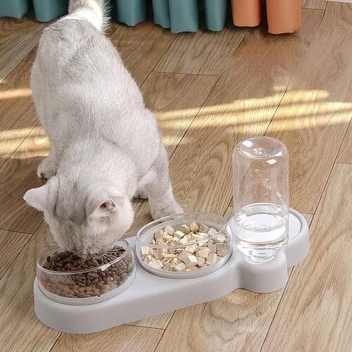 3 In 1 Pets Feeding Bowl Dog Cat Bowl Set With 3 Glasses Double Food Bowl Wet And Dry Food With Water Bottle Easy To Clean