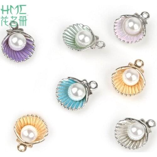 30-36pcs 11x15mm Mixed Color Shell Charms Alloy Metal Drop Oil Pendant for DIY Handmade Earring Necklace Bracelet Jewelry Making