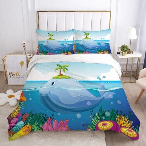 3D Duvet Cover Sets Bedding Set Quilt Covers Pillowcase(s) Comforter Case Bed Linen Cartoon King Queen Size Dolphin Home Textile