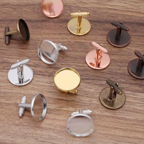 40 PCS Inner 12mm 14mm 16mm 18mm 20mm French Cufflinks Base Settings 7 Colors Copper Cufflinks Blanks For Jewelry Making