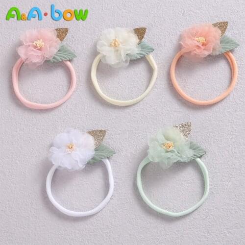 5pcs/lot Lace Flower Headband for Baby Girl Nylon Elastic Hairband for Newborn Soft Toddler Headwear Cute Baby Hair Accessories