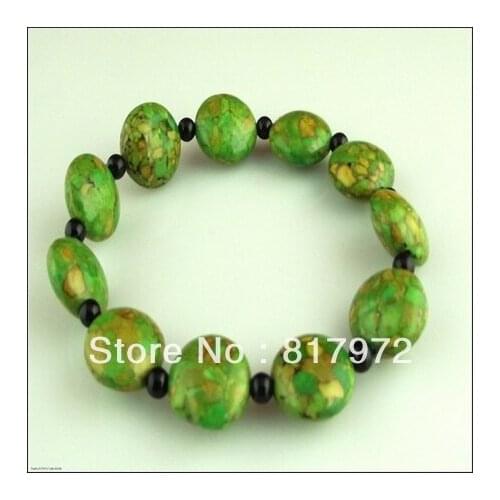 5pcs Simple style olive drab howlite stone howlite bead bangle bracelet elasticity adjustable party gift