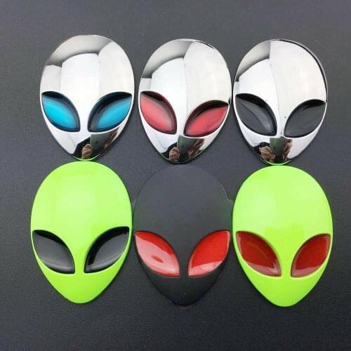 6pcs 3D Metal Alien ET Badge Emblems Stickers Car Trunk Tailgate Tank Motorcycle