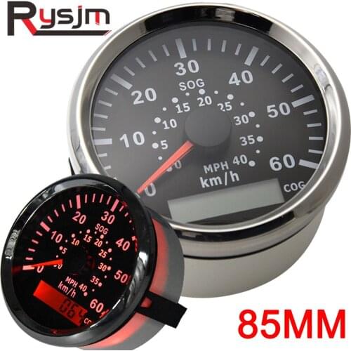 85mm GPS Speedometer Gauge + GPS Antenna 60km/h 0-40 MPH For Car Truck Boat Motor Auto With Red Backlight 12V 24V Universal