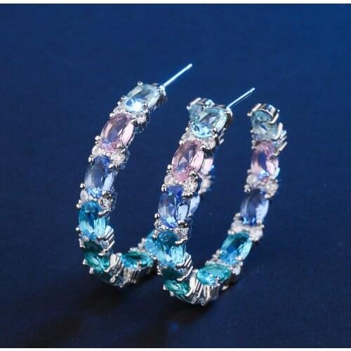925 Sterling Silver Manufacturer Direct Selling Color Matching Zircon Earrings Sexy Elegant Glass Stone Earrings