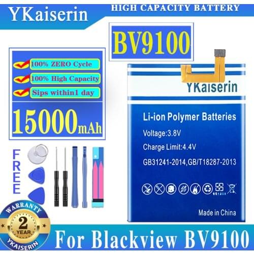 For Blackview BV9100 Original YKaserin 15000mAh Battery Rechargeable Mobile Phone Bateria Replacement Li-Ion Batteries