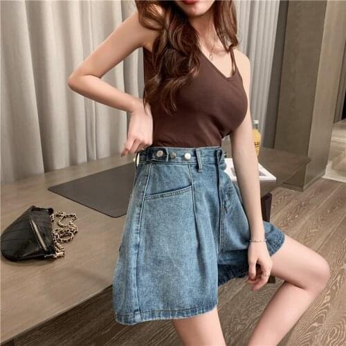 Summer High Waist Wide Leg Pant 2021 Plus Size Shorts Jeans Women Sexy Solid Denim Shorts Fashion Streetpants Hot Bottoms 2730