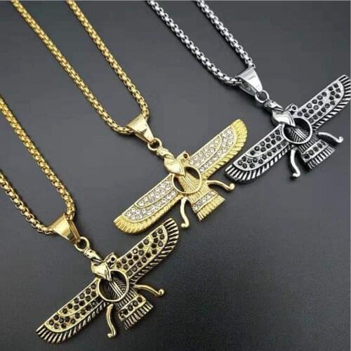 Exotic Persian Hip-Hop Titanium Steel Double-sided Pendant of Zoroastrianism Necklace