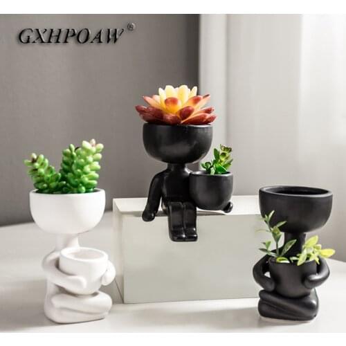 Humanoid Ceramic Flower Pot Vase Potted Vase plants Fleshy Flower Pot Flower Arrangement Vase Home Decoration Birthday Gift Cute