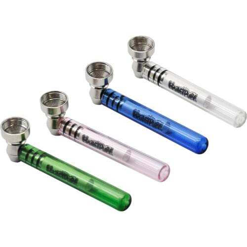 HONEYPUFF Glass Herb Pipe Tobacco Smoke Pipes with Metal Bowl Smoking Accessories