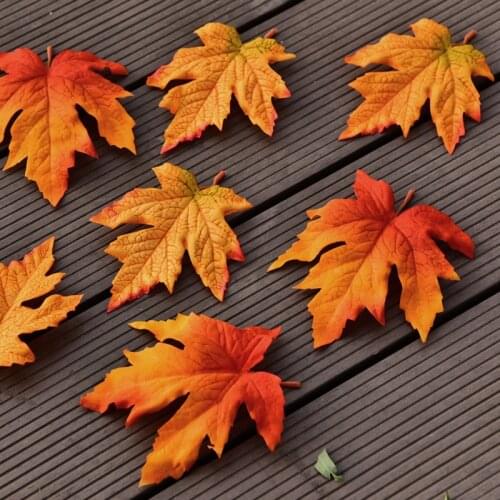 10pcs/pack Artificial Red Autumn Maple Leaf Fake Plants Garden for Outdoor Handmade Leaves for DIY Wedding Party Home Decor Leaf