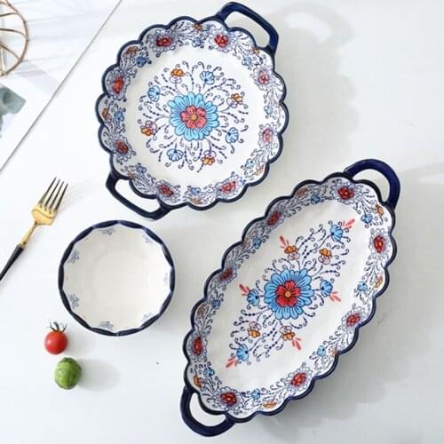 Ceramic Plate Vajilla Dinner Plates Platos Plateau Assiette Nordic Stalked Fish Plate Steamed Fish plates Home Soup Plates посуд