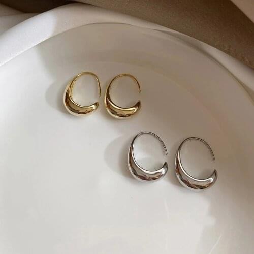 Classic Silver Stud Earrings for Women French Trendy Gold Plated C Shape Earring Bride Jewelry Prevent Allergy Gift