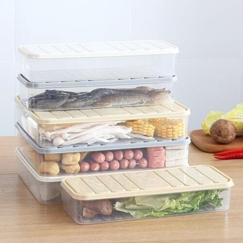 Kitchen Square Refrigerator Fresh-Keeping Box Vegetable Container Food Storage Box Household Plastic Food Sealed Organizer