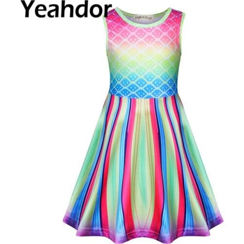 Summer Girls Dress Fish Scales Printed Casual Dress Kids Dresses for Girls Beach Holiday Sundress Chidlren Birthday Party Dresss