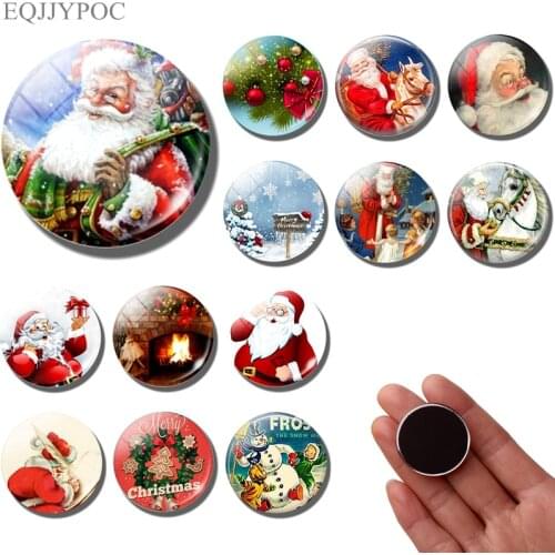 Santa Claus fridge magnet Christmas decoration 30MM refrigerator magnets Christmas gift fridge stickers cute cartoon Home Decor