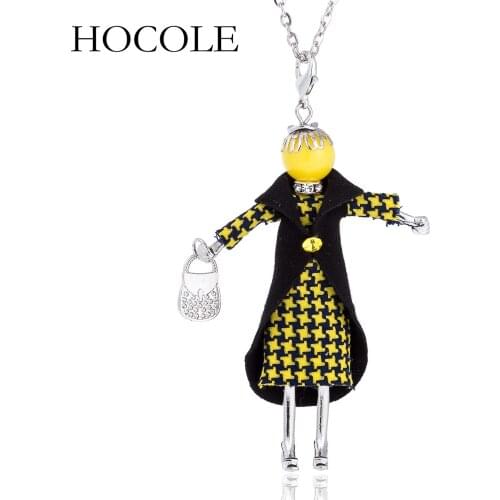HOCOLE Fashion Necklaces For Women Statement Doll Pendant Necklace Lovely Dress Doll Necklaces & Pendants Maxi Sweaters Chain