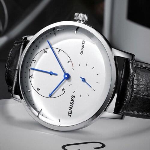 Serynow Watch Men Simple Quartz Watch Luxury Brand Ultra Thin Casual Black Genuine Leather Waterproof Men Wrist Watch Minimalist