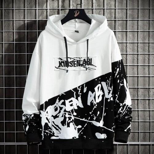 Mens Hoodies 2021 Sweatshirts Casual Japanese Streetwear Top Fashion Stitching Outwear