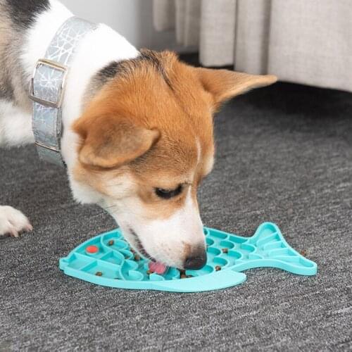 Newly Dog Cat Slow Feeder Mat Pet Slowing Eating Trainer Fish-shaped Anti-Slip Licking Food Dispenser Pet Supplies