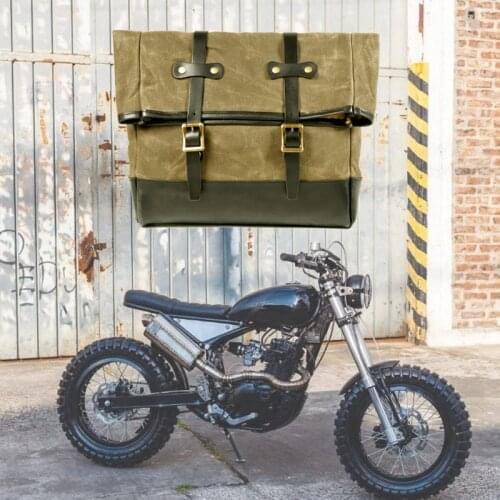 New Arrives Waxed Canvas Waterproof Motorcycle Bag Saddle Bag Motorcycle Side Bag Bike Luggage Bags Shoulder Bag Men