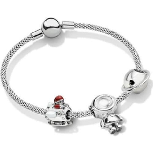 NEW 100% 925 Sterling Silver Planet Of Love Charm Enamel Bracelet Set Fit DIY Bangle Original Fashion Jewelry Childrens Gift