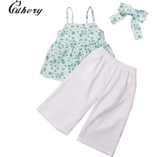 Toddler Kids Baby Girls Clothes Summer T Shirt Tops Vest + Flared Pants Trousers Outfits