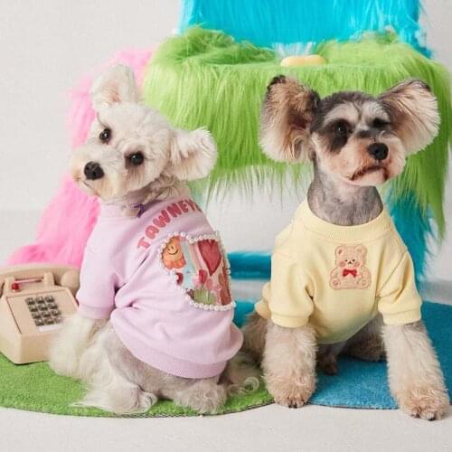 Dog clothes autumn and winter clothes new schnauzer Teddy Pomeranian bichon fight pet plus velvet pullover beaded sweater