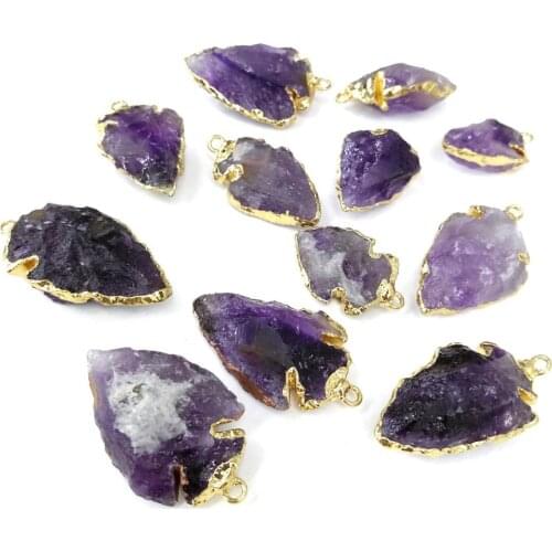 New 1PC Natural Amethysts Necklace Pendant Leaf Shape Natural Stone Pendant for Jewelry Making DIY Necklace Size 20x30mm