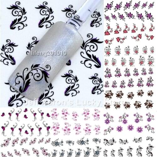 12 Pieces beauty water transfer nail art stickers decals manicure nails decoration supplies tools floral flower design 5768