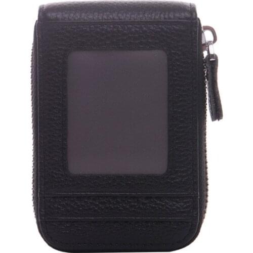 First Layer Cowhide Zipper Card Holder RFID Bank Card Holder Male and Female Credit Card Holder Multifunctional Wallet Coin Bag