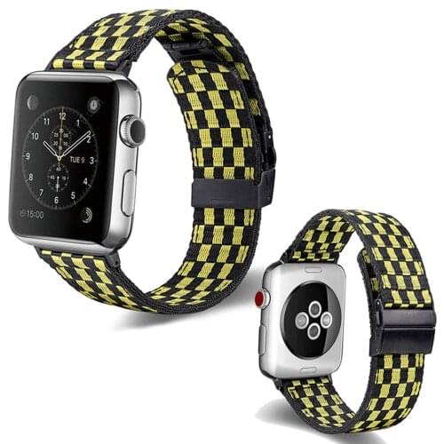 Apply for apple watch 6/5/4/3/2/1 iWatch nylon band strap series 38/42 40/44 black white black yellow lattice nylon strap