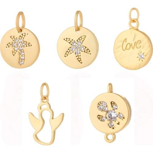 Star Pendant Charms for Jewelry Making Bulk Plant Tree Designer Jewelry Charms for Diy Earrings Necklace Bracelet Copper