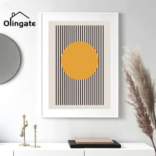 Unique Geometric Landscape Poster Minimalist Exhibition Abstract Painting Canvas Print Poster for Living Room Home Decoration